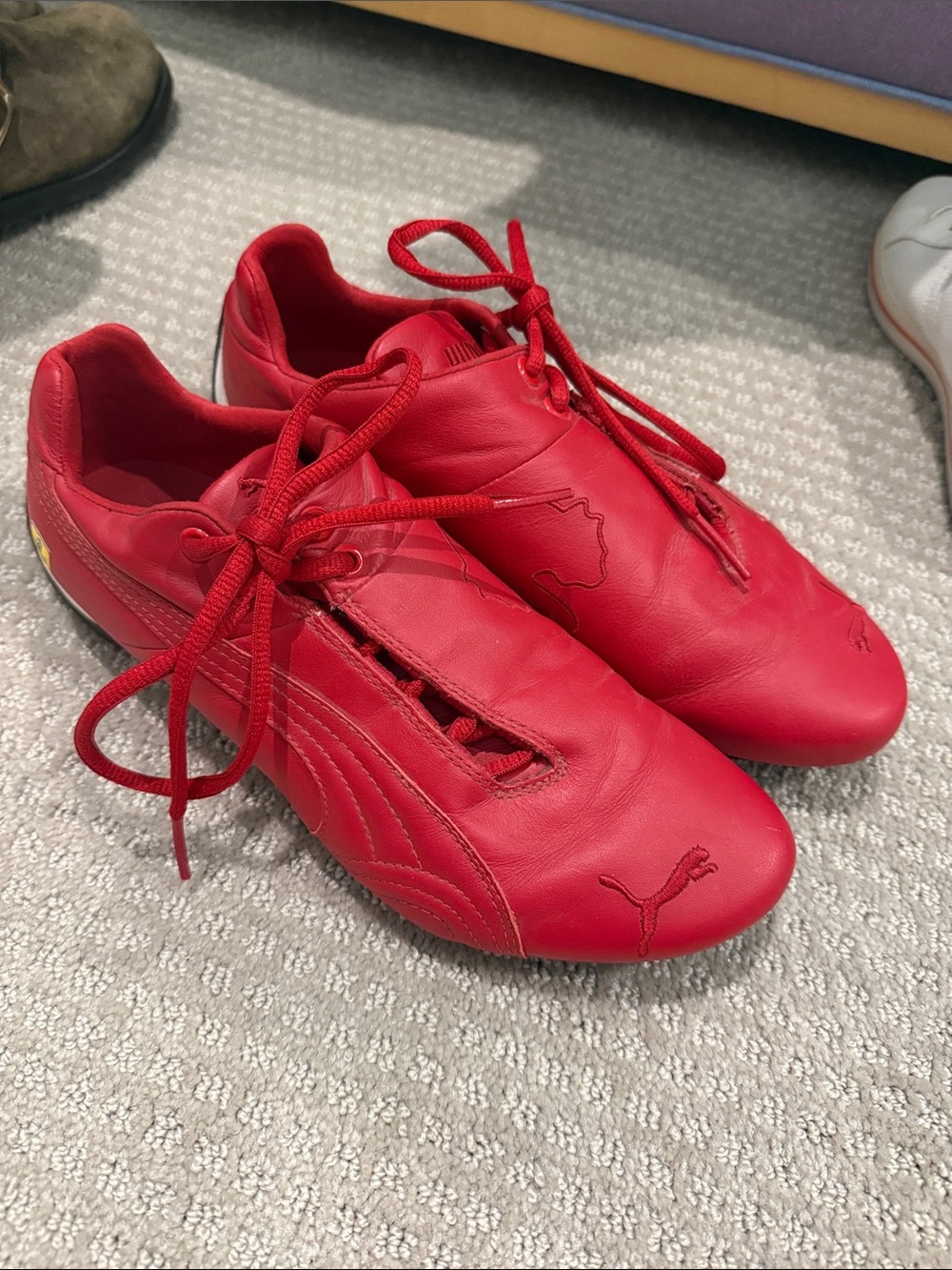 Puma Women’s Red Leather Ferrari Lace-Up Sneakers